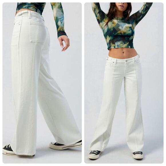 Pacsun Size 26 Relaxed Style White Paneled Low-Rise Baggy Jeans - Picture 1 of 8